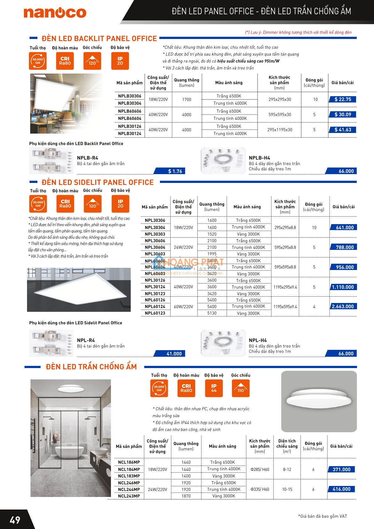 Catalogues đèn led - thiết bị điện Nanoco mới nhất