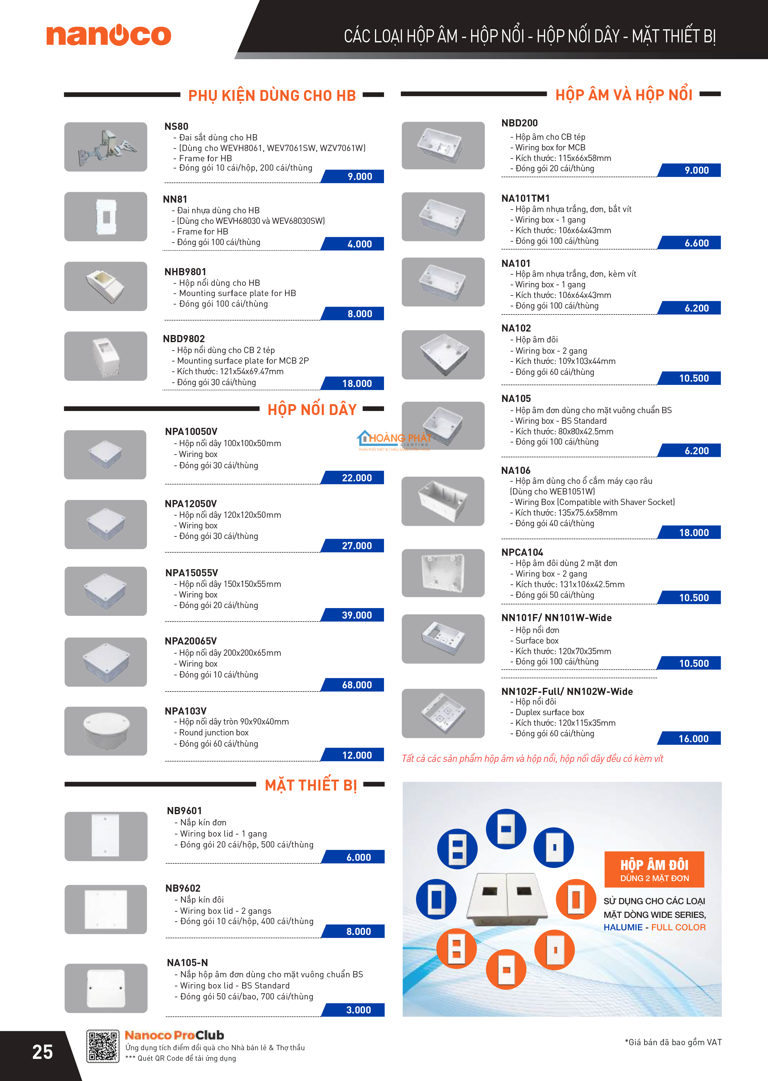 Bảng giá thiết bị điện Panasonic 2024