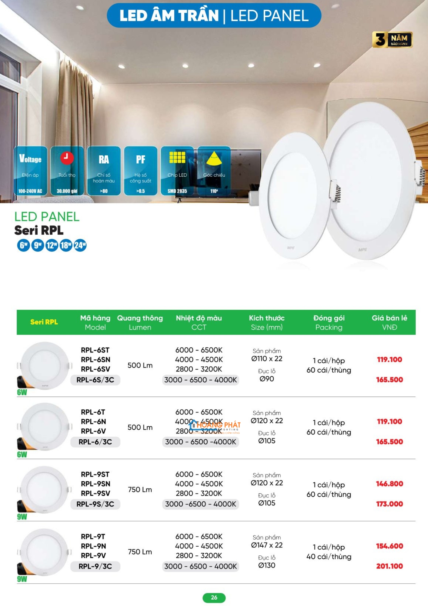 Catalogues đèn led - thiết bị điện MPE 2026