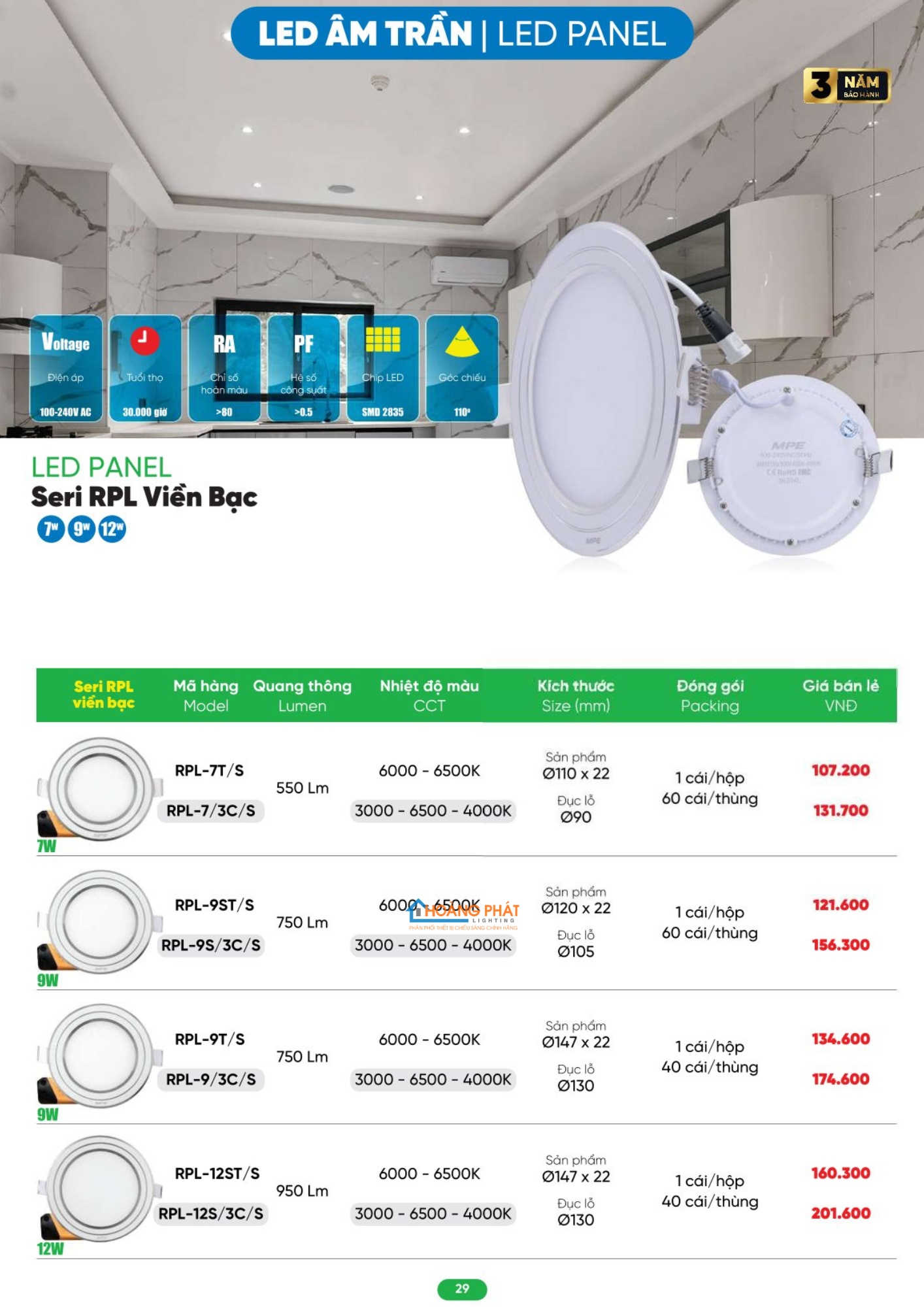Bảng giá thiết bị điện - đèn led MPE mới cập nhật 2026