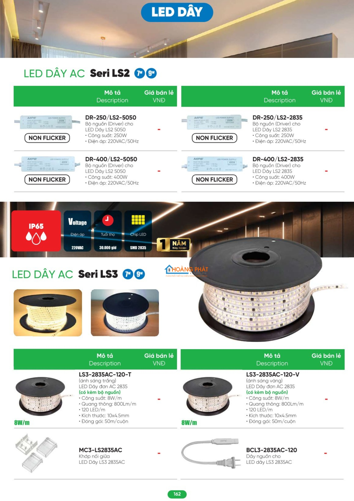 Bảng giá thiết bị điện - đèn led MPE mới cập nhật 2026