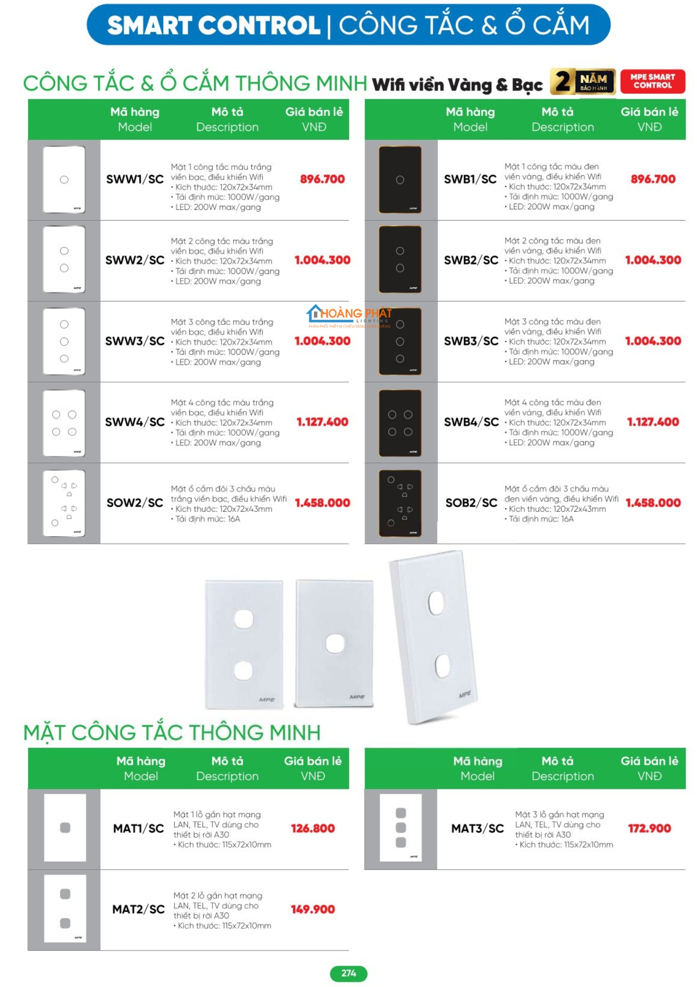 Bảng giá thiết bị điện - đèn led MPE mới cập nhật 2026