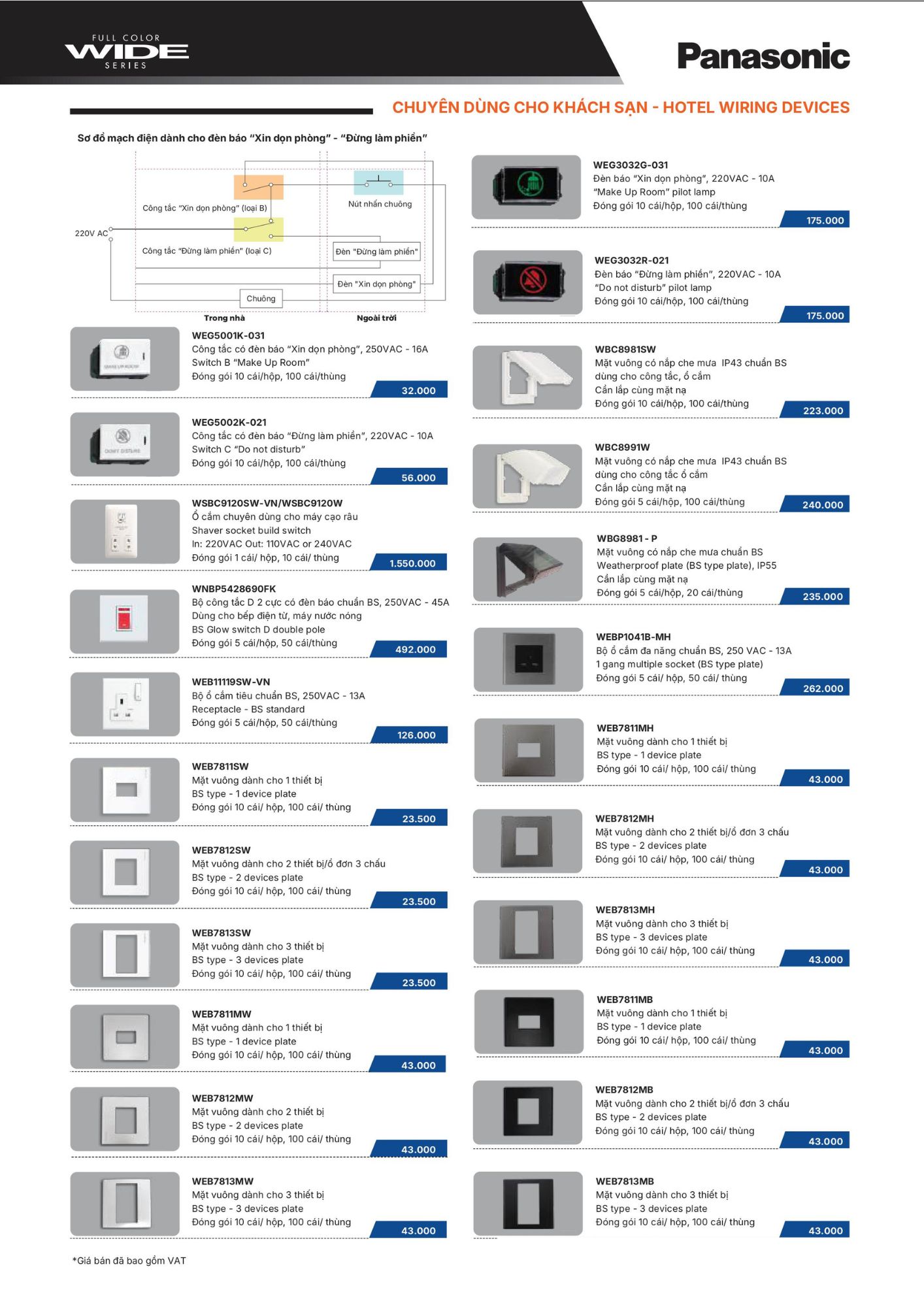 Mặt vuông dành cho 2 thiết bị/ổ đơn 3 chấu WEB7812SW Panasonic