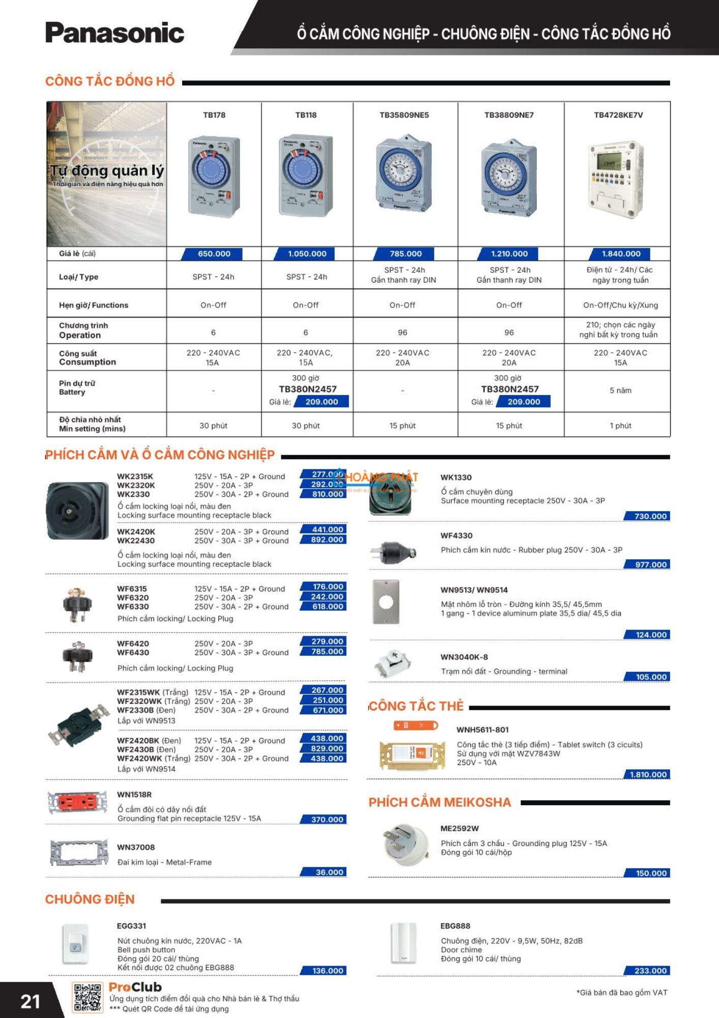 Bảng giá thiết bị điện Panasonic 2026