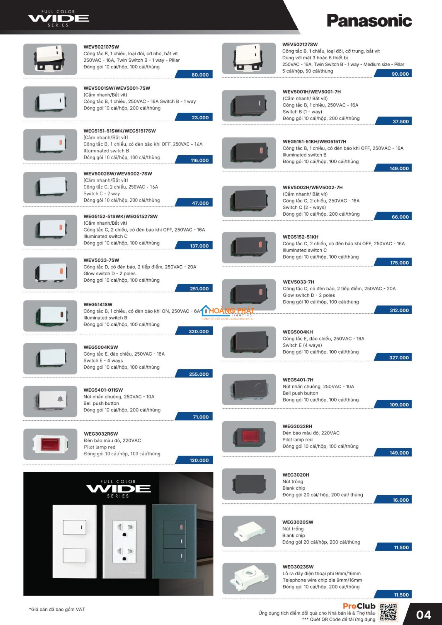 Bảng giá thiết bị điện Panasonic 2026