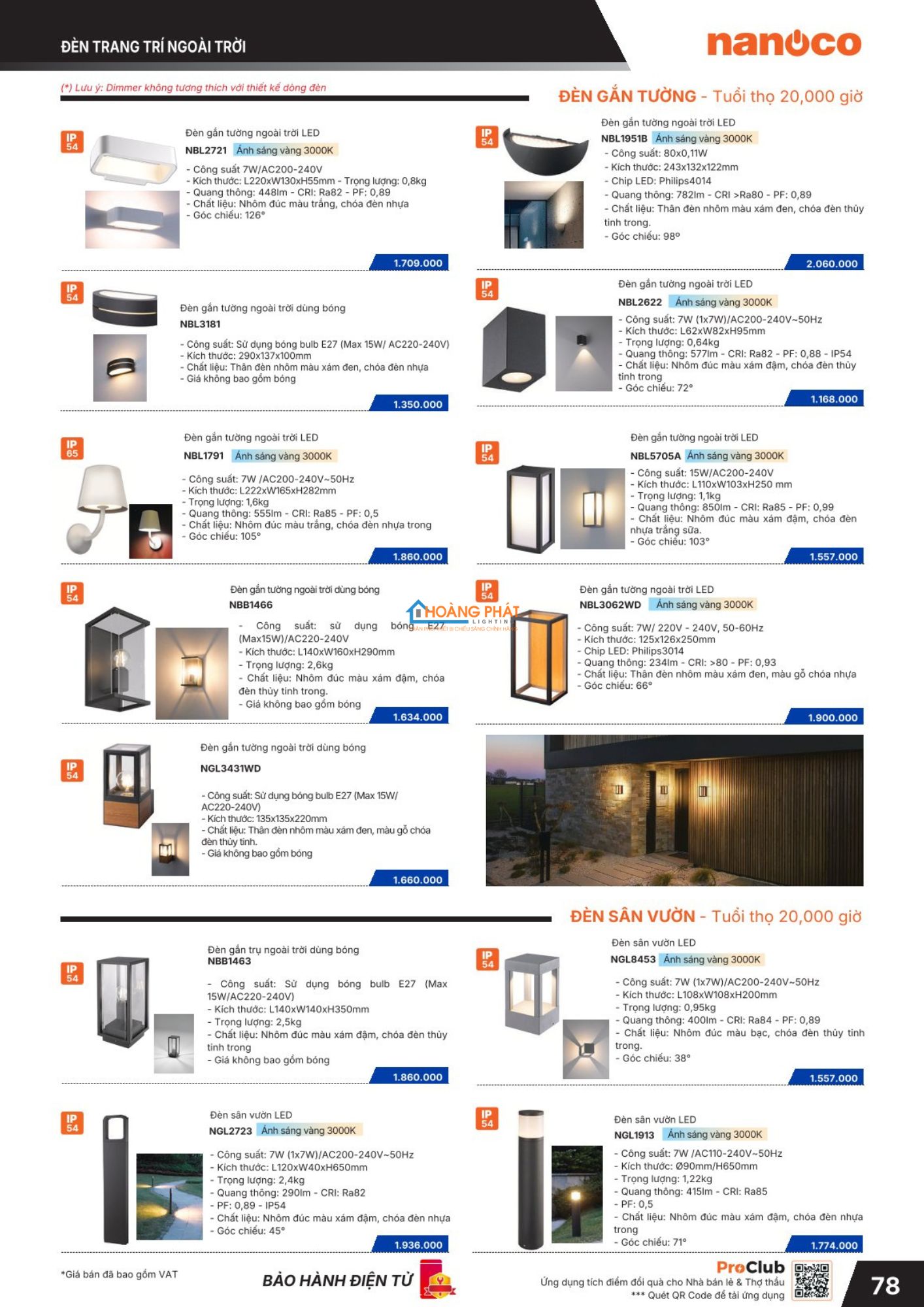 Bảng giá đèn led - thiết bị điện Nanoco mới cập nhật 2026