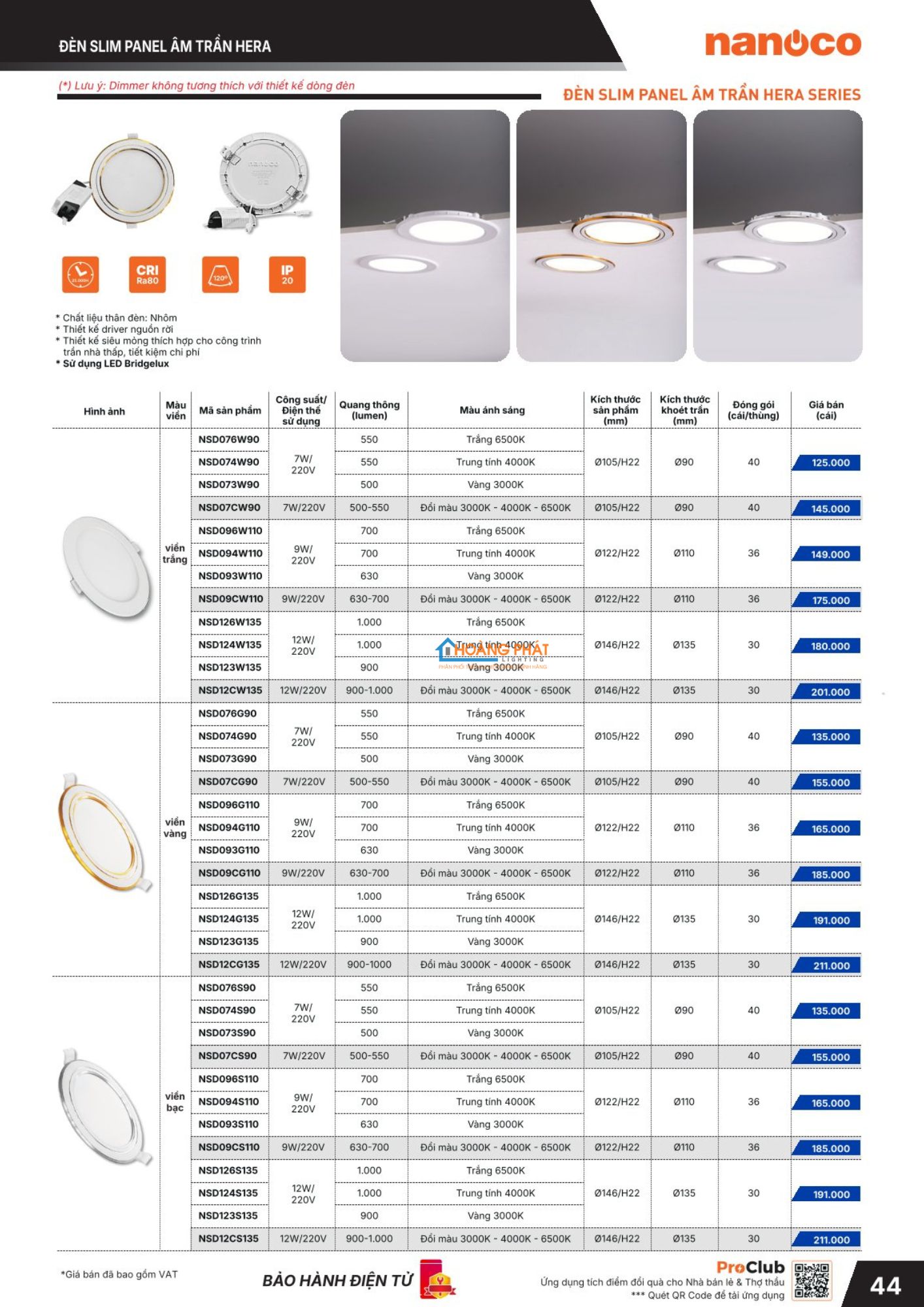 Bảng giá đèn led - thiết bị điện Nanoco mới cập nhật 2026