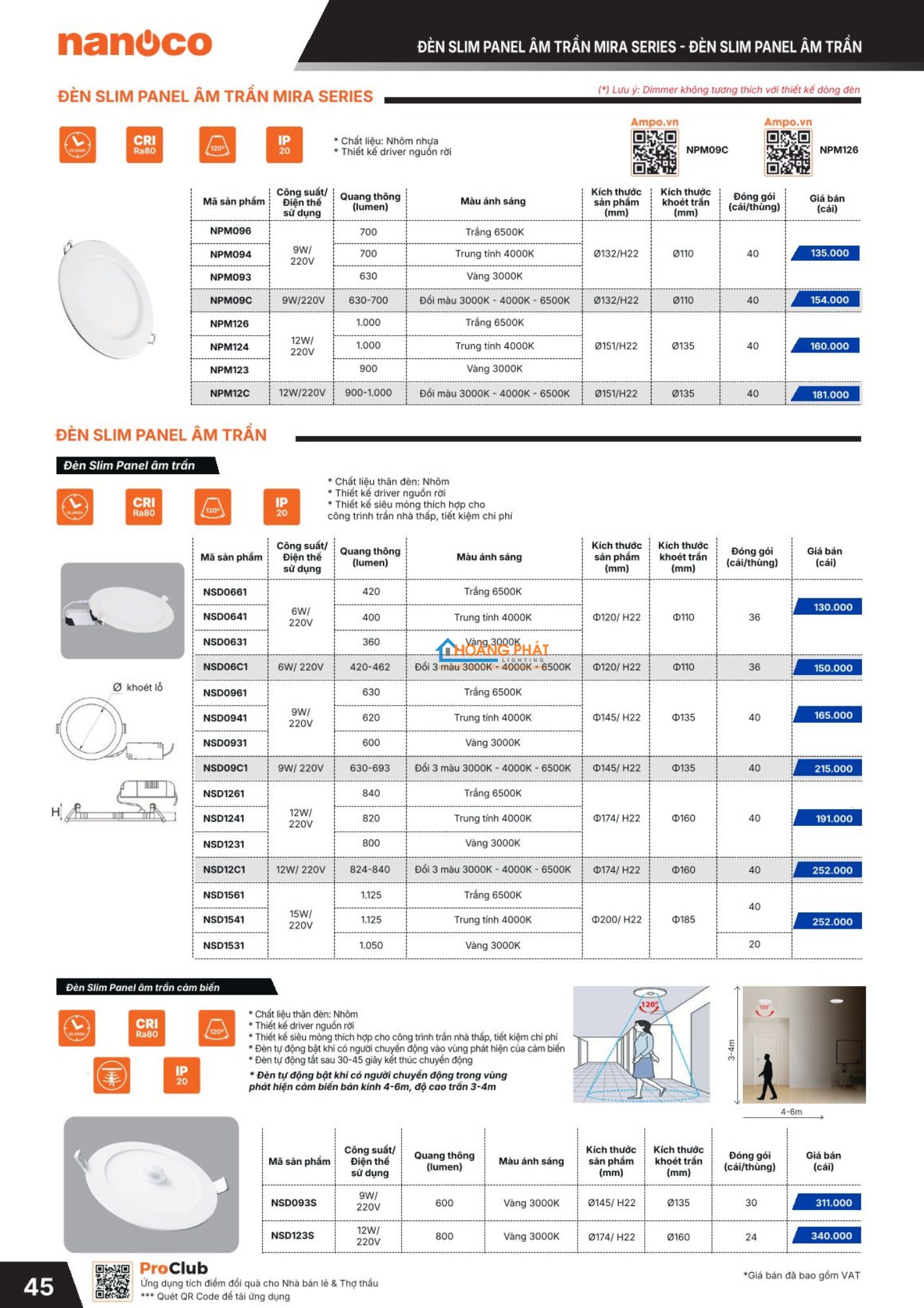 Bảng giá đèn led - thiết bị điện Nanoco mới cập nhật 2026