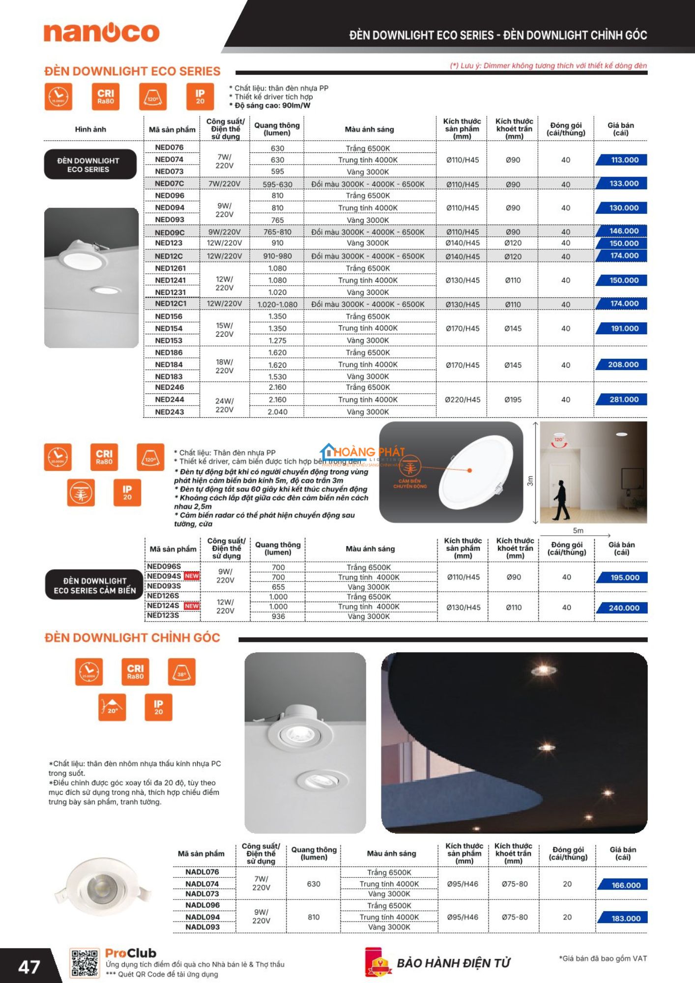 Bảng giá đèn led - thiết bị điện Nanoco mới cập nhật 2026