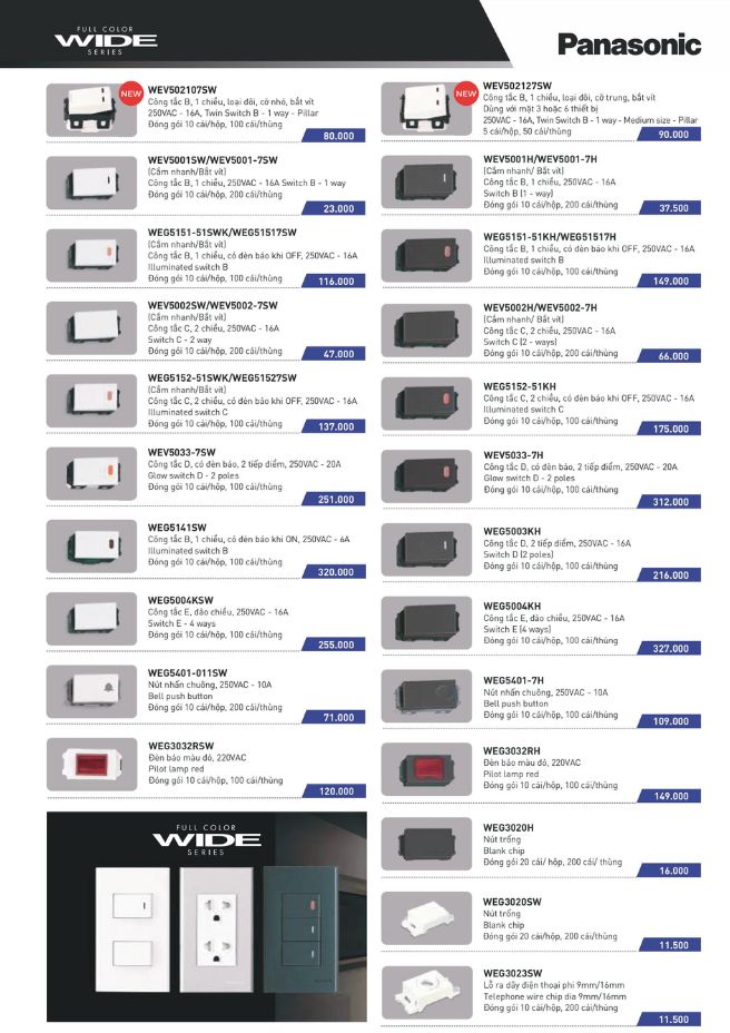 Công tắc C 2 chiều có đèn báo khi OFF WEG5152-51KH Panasonic
