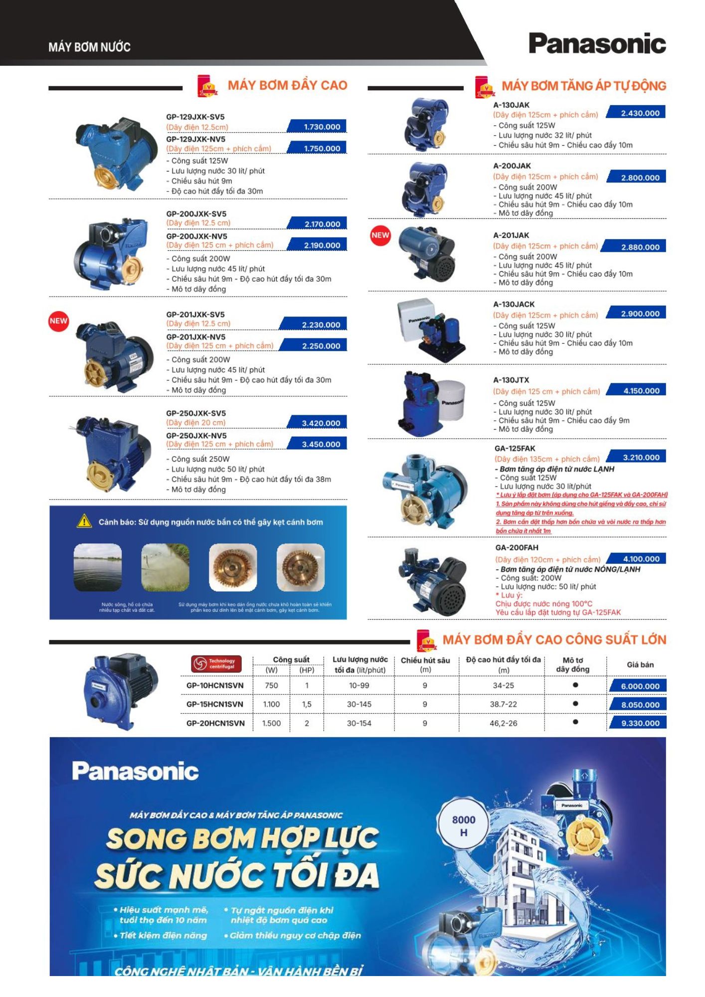 Máy bơm đẩy cao GP-201JXK-NV5 có phích cắm Panasonic 