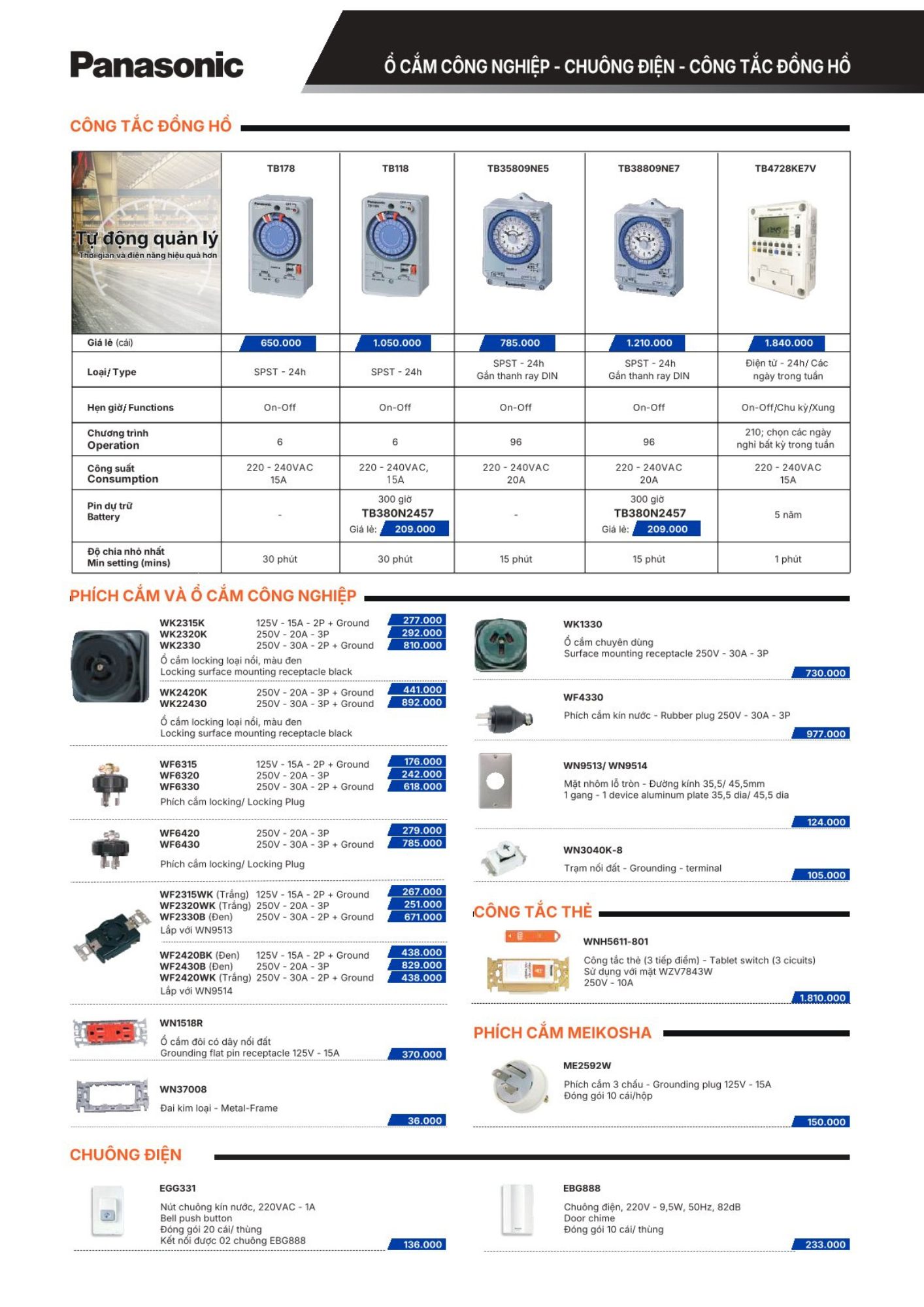 Ổ cắm chuyên dùng WK1330 30A - 3P Panasonic