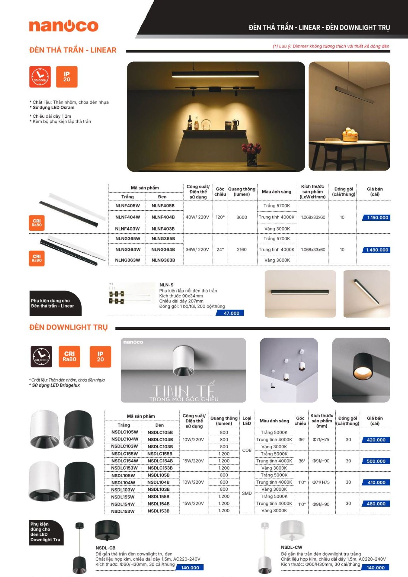 Đèn led ốp trần màu trắng 10W NSDL105W Nanoco