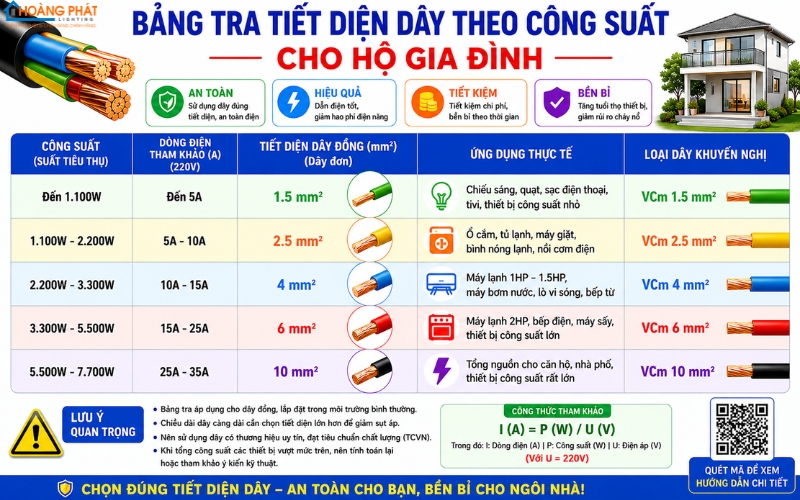 Cách Chọn Dây Dẫn Điện Theo Công Suất: Tính Tiết Diện Dây Chuẩn