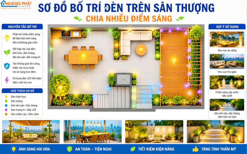 Chiếu Sáng Ban Công & Sân Thượng Mùa Hè: Chọn Đèn Chịu Nắng Mưa