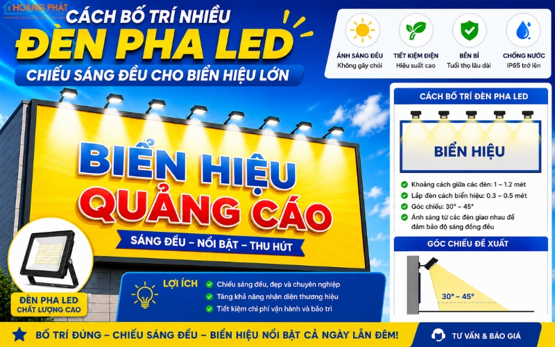 Đèn Pha LED Ngoài Trời: Cách Chọn Công Suất Chiếu Sáng Sân Bãi
