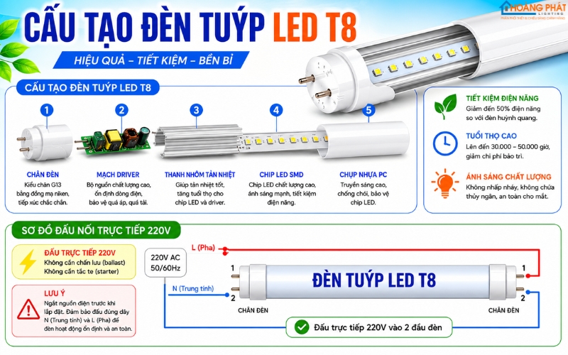 Đèn Tuýp LED T8 Thay Máng Huỳnh Quang: Hướng Dẫn & Lợi Ích