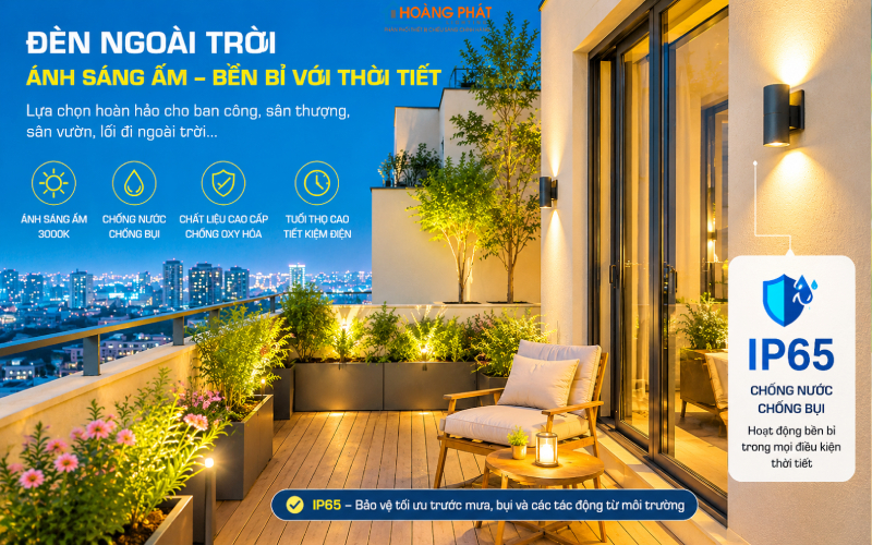 Chiếu Sáng Ban Công & Sân Thượng Mùa Hè: Chọn Đèn Chịu Nắng Mưa