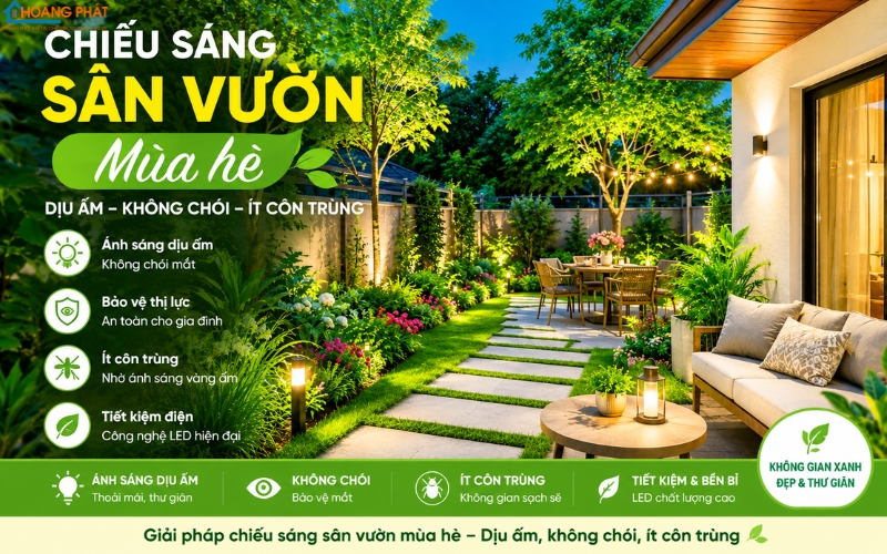 Chiếu Sáng Sân Vườn Mùa Hè: Chống Chói, Ít Thu Hút Côn Trùng
