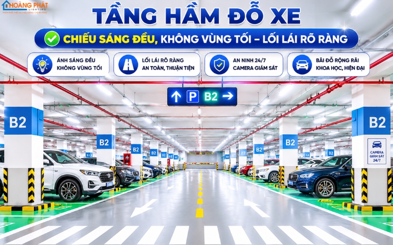 Giải Pháp Chiếu Sáng Tầng Hầm & Bãi Đỗ Xe Chuẩn An Toàn