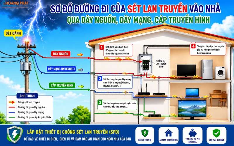 Chống Sét Lan Truyền Mùa Mưa: Bảo Vệ Thiết Bị Điện Gia Đình