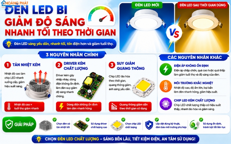Đèn LED Nhanh Tối, Giảm Độ Sáng: Nguyên Nhân Tản Nhiệt Và Driver