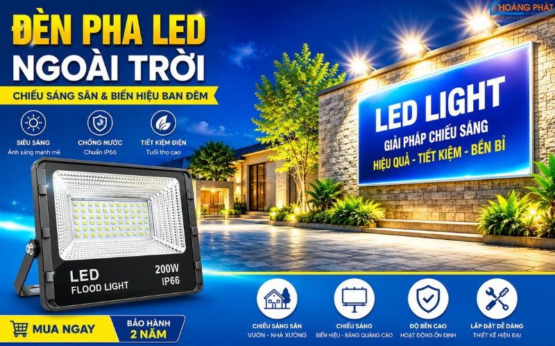 Đèn Pha LED Ngoài Trời: Cách Chọn Công Suất Chiếu Sáng Sân Bãi