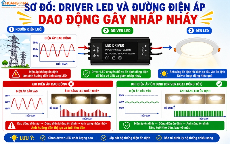Đèn LED Bị Nhấp Nháy: 5 Nguyên Nhân & Cách Xử Lý Tận Gốc Từ Chuyên Gia