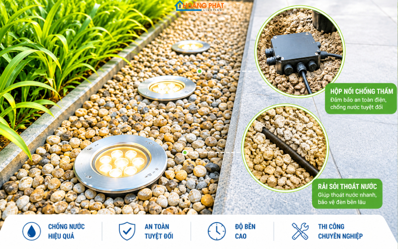 Đèn LED Âm Sàn, Âm Đất Ngoài Trời: Cách Chọn Chịu Lực, Chống Nước