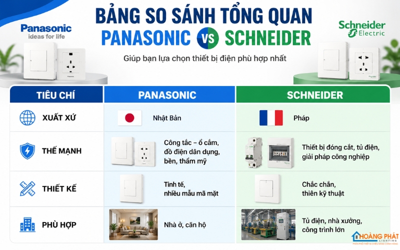 So Sánh Thiết Bị Điện Panasonic Và Schneider: Nên Chọn Hãng Nào?