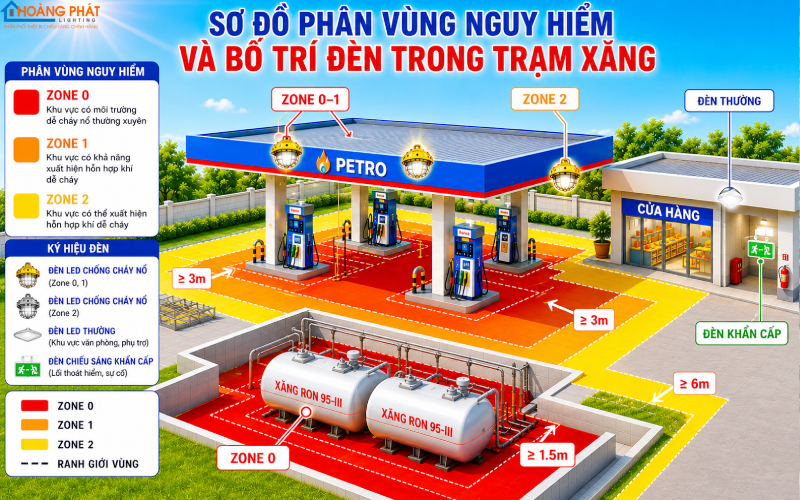 Đèn LED Chống Cháy Nổ Cho Nhà Máy Xăng Dầu, Hóa Chất: Chuẩn Phòng Nổ