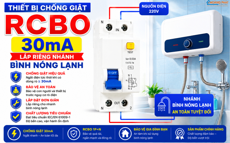 Chống Giật Rò Điện Nhà Tắm: Chọn RCBO Cho Bình Nóng Lạnh