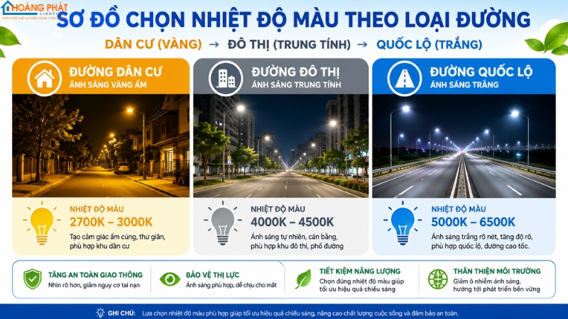 So Sánh Ánh Sáng Vàng, Trung Tính Và Trắng Cho Đèn Đường LED — Nên Chọn Loại Nào?