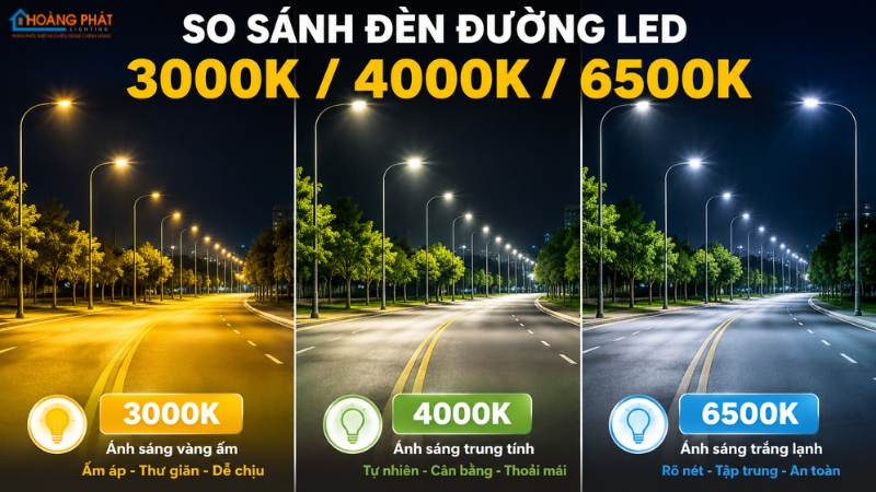 So Sánh Ánh Sáng Vàng, Trung Tính Và Trắng Cho Đèn Đường LED — Nên Chọn Loại Nào?