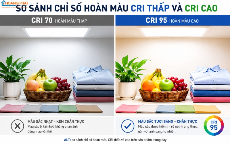 Chỉ Số Hoàn Màu CRI Là Gì? Cách Chọn Đèn LED Cho Showroom, Cửa Hàng