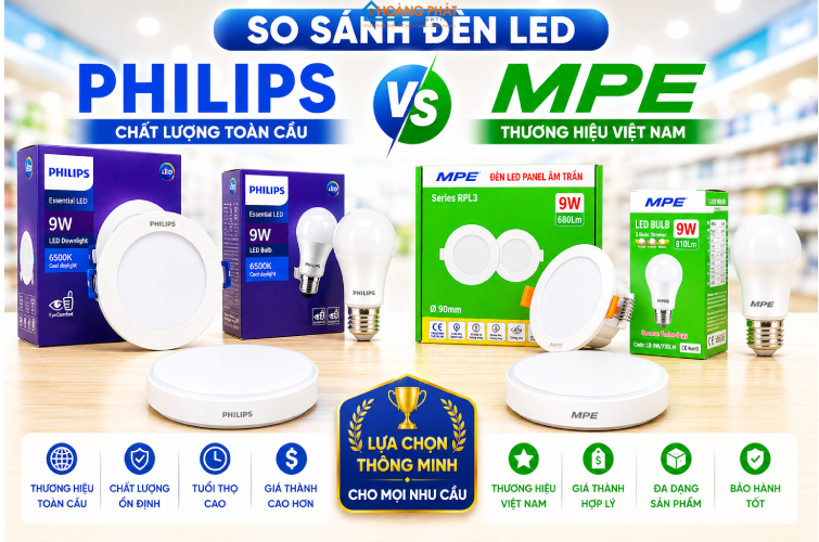 So Sánh Đèn LED Philips Và MPE: Nên Chọn Hãng Nào?