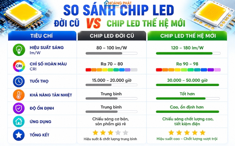 Chip LED Thế Hệ Mới: SMD, COB Và Cách Chọn Đèn Hiệu Suất Cao