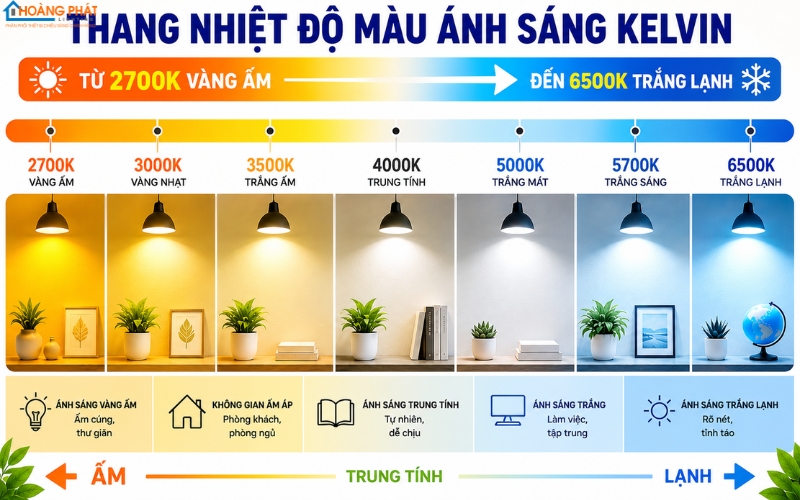Cách Chọn Nhiệt Độ Màu Ánh Sáng (Kelvin) Cho Từng Không Gian