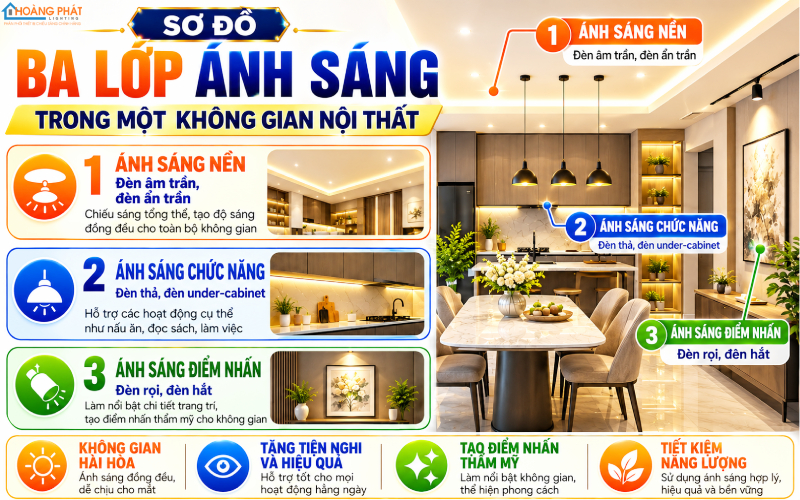 Ba lớp ánh sáng nền chức năng điểm nhấn