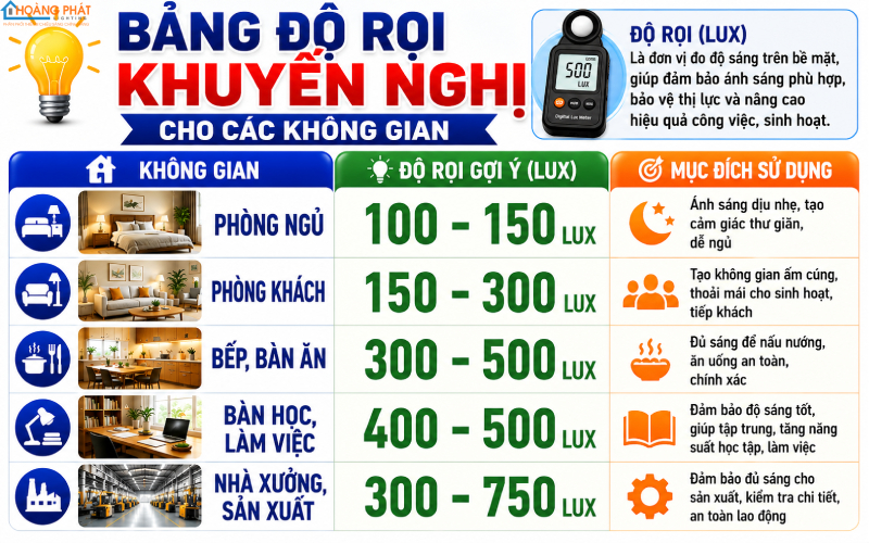 Bảng đo độ rọi lux không gian