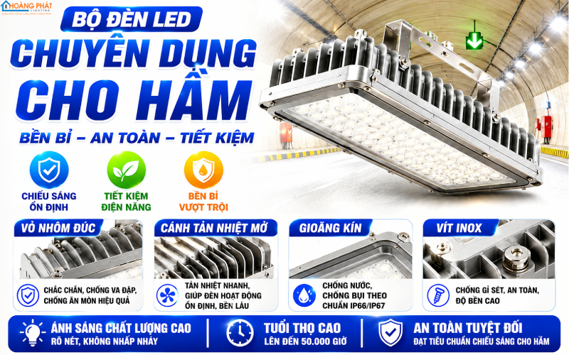 Cấu tạo đèn LED chuyên dụng chiếu sáng đường hầm