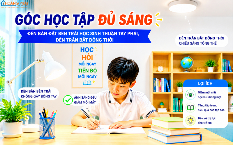 Chiếu Sáng Phòng Học Chống Cận Cho Trẻ: Chọn Đèn Đúng Chuẩn