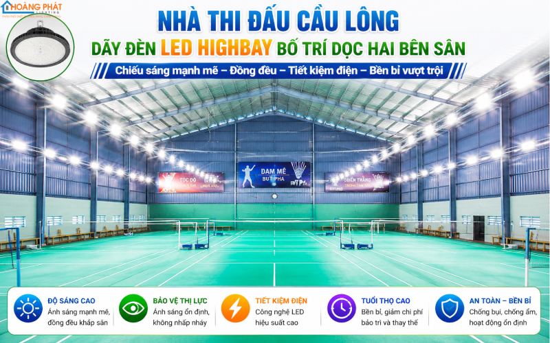 Chiếu sáng sân cầu lông chống lóa