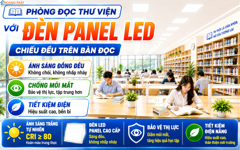 Chiếu sáng thư viện đủ sáng dịu mắt