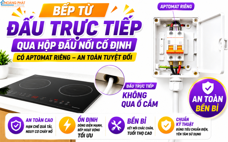 Đấu trực tiếp thiết bị công suất lớn thay cho ổ cắm chịu tải cao