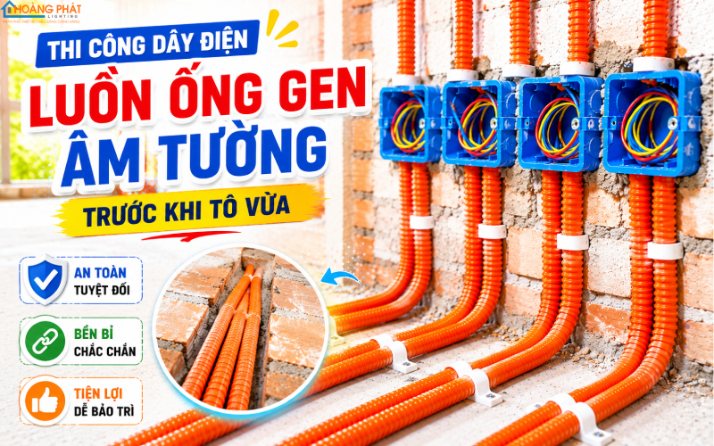 Dây điện âm tường đi ống gen đúng chuẩn