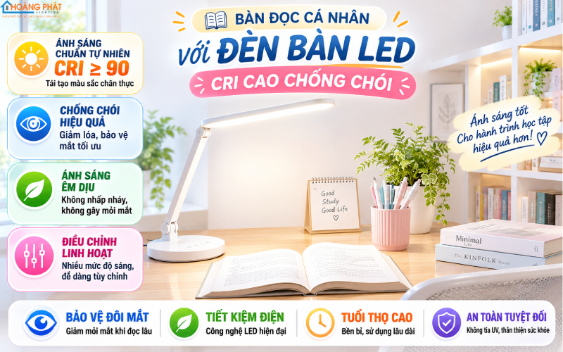 Đèn đọc sách bảo vệ mắt có CRI cao