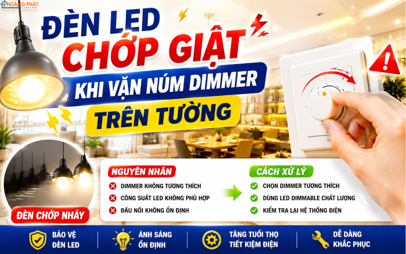 Đèn LED nhấp nháy khi dùng dimmer