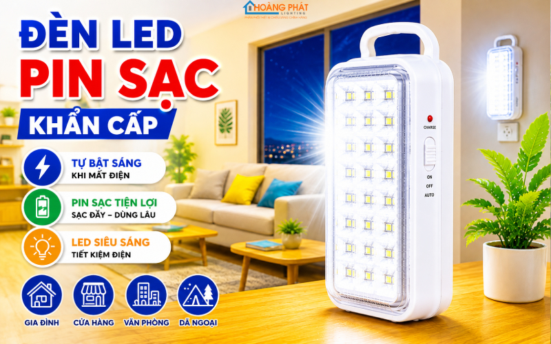 Đèn LED Pin Sạc Khẩn Cấp & Giải Pháp Chiếu Sáng Khi Mất Điện