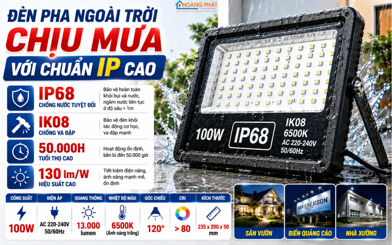 Đèn pha ngoài trời chuẩn IP
